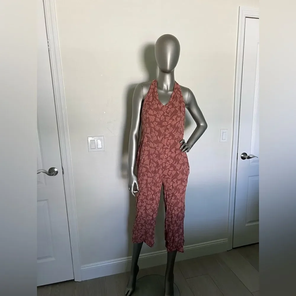 Knot Sisters Pretty Floral Cropped Jumpsuit size Large - Picture 4 of 10